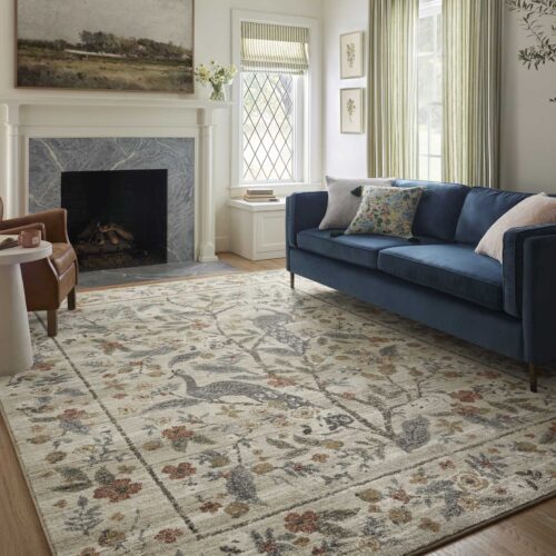 Alternative view of Laurel Peacock Garden Power Loomed Rug - Cream