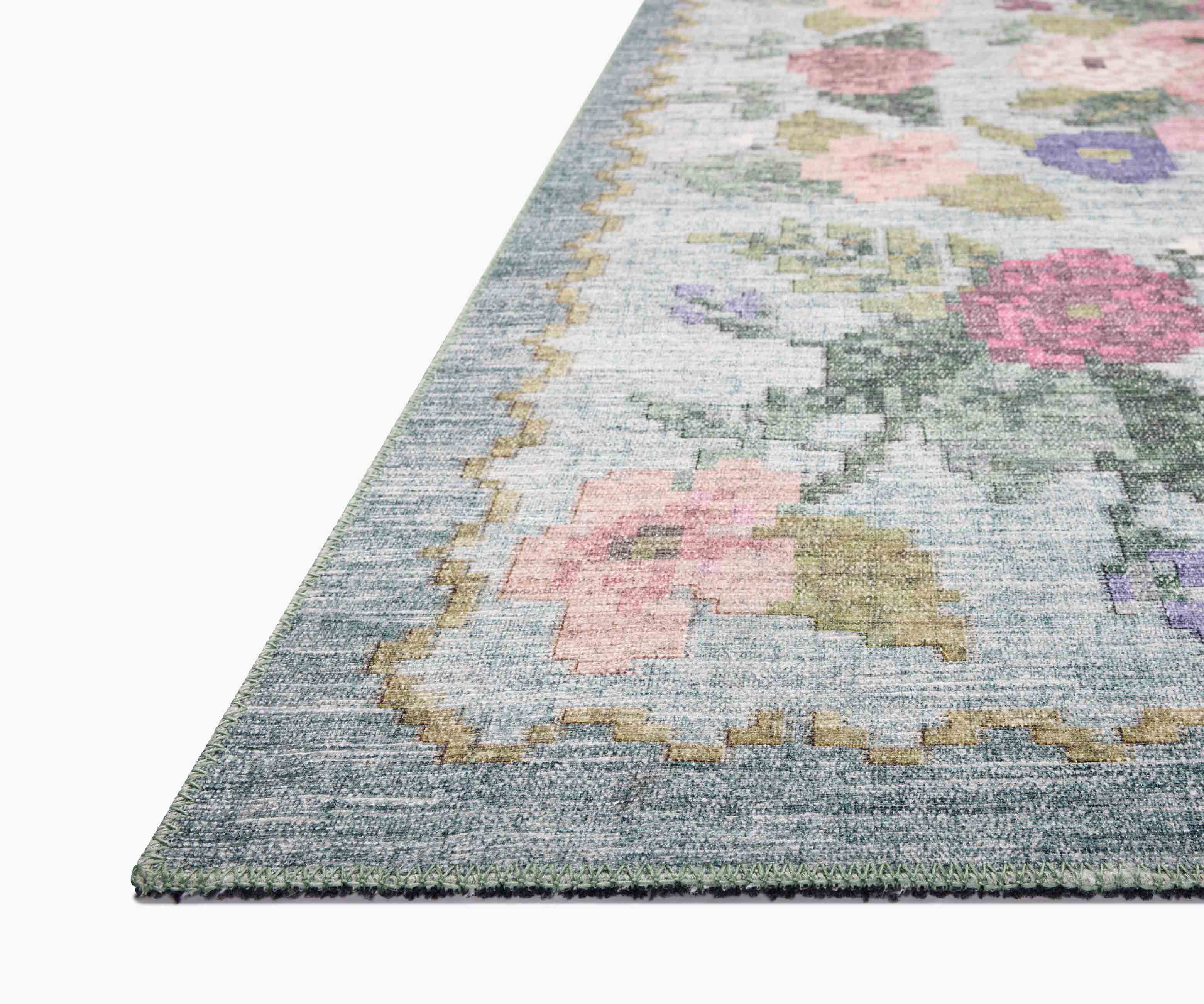 Rosa Antique Rose Power Loomed Rug - Sky - Image 5