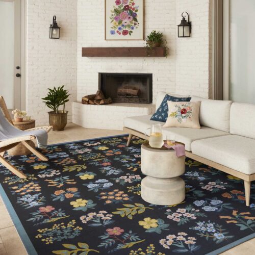 Alternative view of Perennial Wildflower Power Loomed Rug - Black