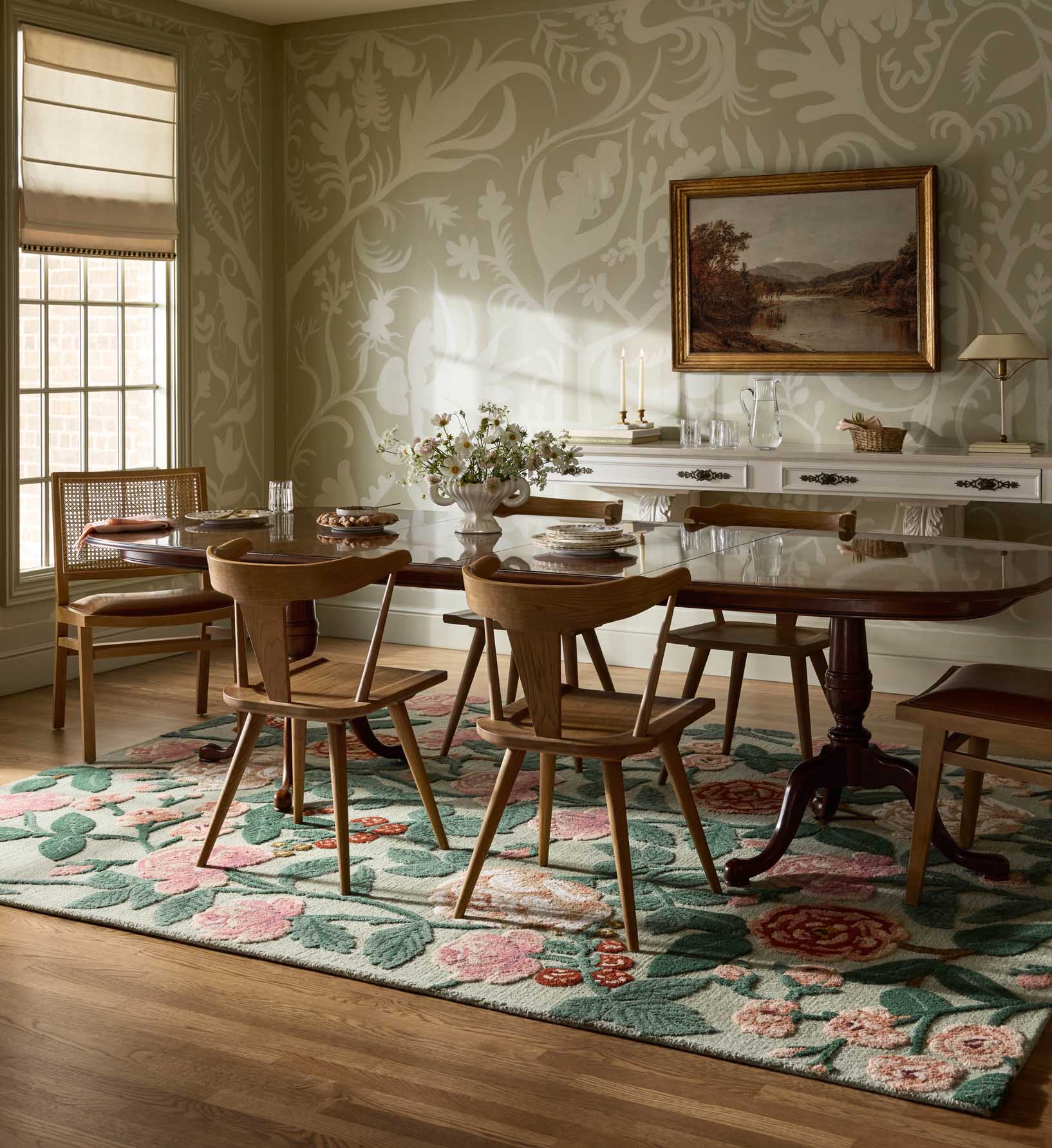 Highgrove Roses Wool Hooked Rug - Mint - Image 2