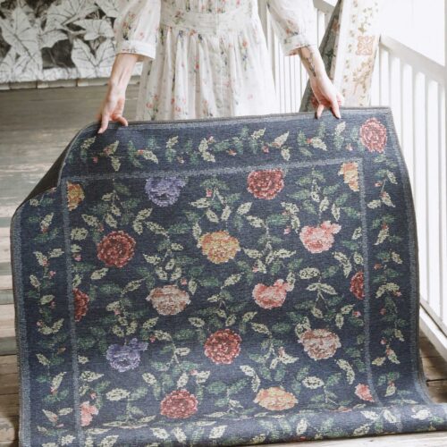 Alternative view of Wildwood Rose Trellis Printed Rug - Navy