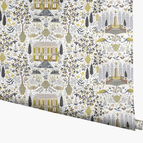 Camont Wallpaper - Linen & Metallic Gold