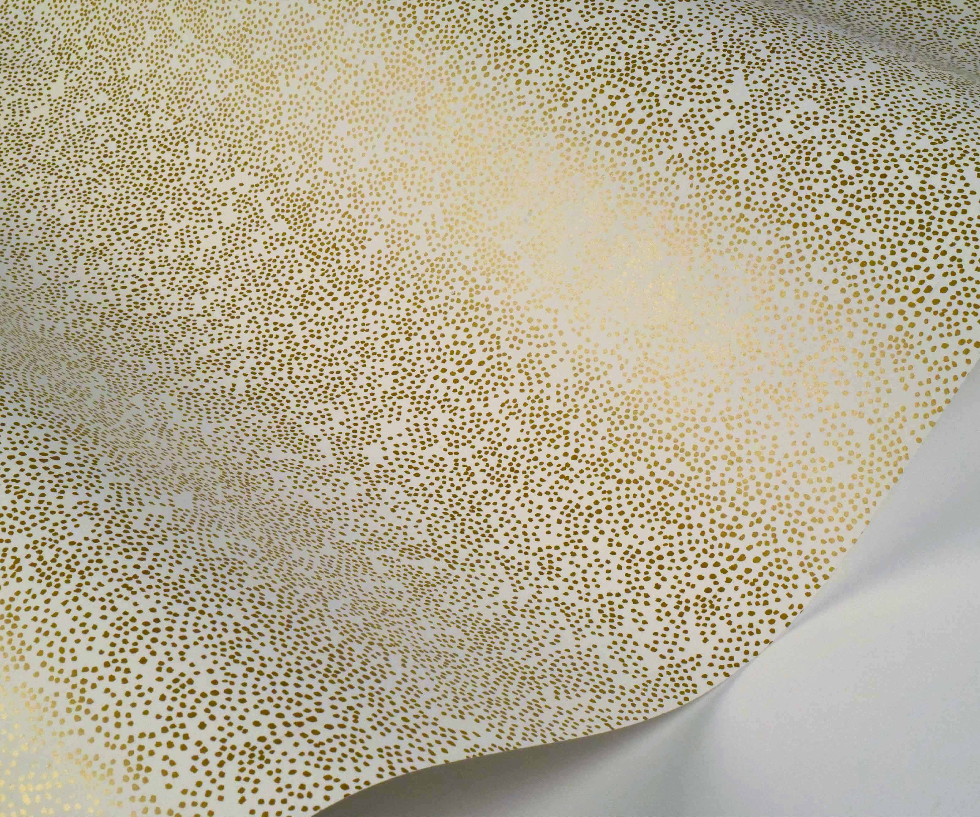 Champagne Dots Wallpaper Sample - Metallic Gold & White - Image 2