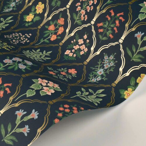 Alternative view of Hawthorne Wallpaper Sample - Navy Multi