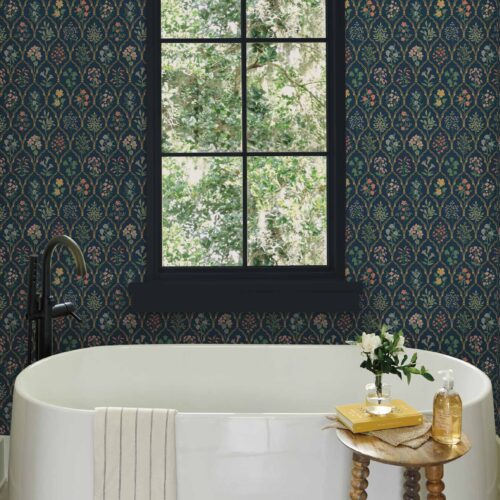 Alternative view of Hawthorne Wallpaper - Navy Multi