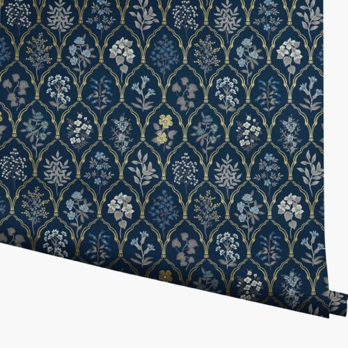Hawthorne Wallpaper - Navy & Gold