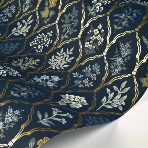 Alternative view of Hawthorne Wallpaper Sample - Navy & Gold
