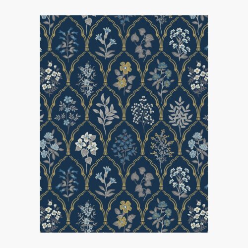 Hawthorne Wallpaper Sample - Navy & Gold