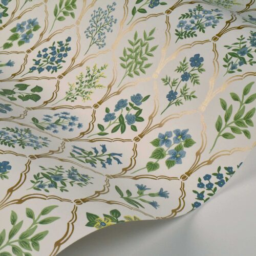 Alternative view of Hawthorne Wallpaper Sample - Blue & Green