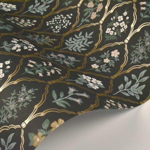 Alternative view of Hawthorne Wallpaper Sample - Black Linen