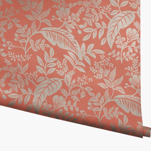 Canopy Wallpaper - Rose & Metallic Silver