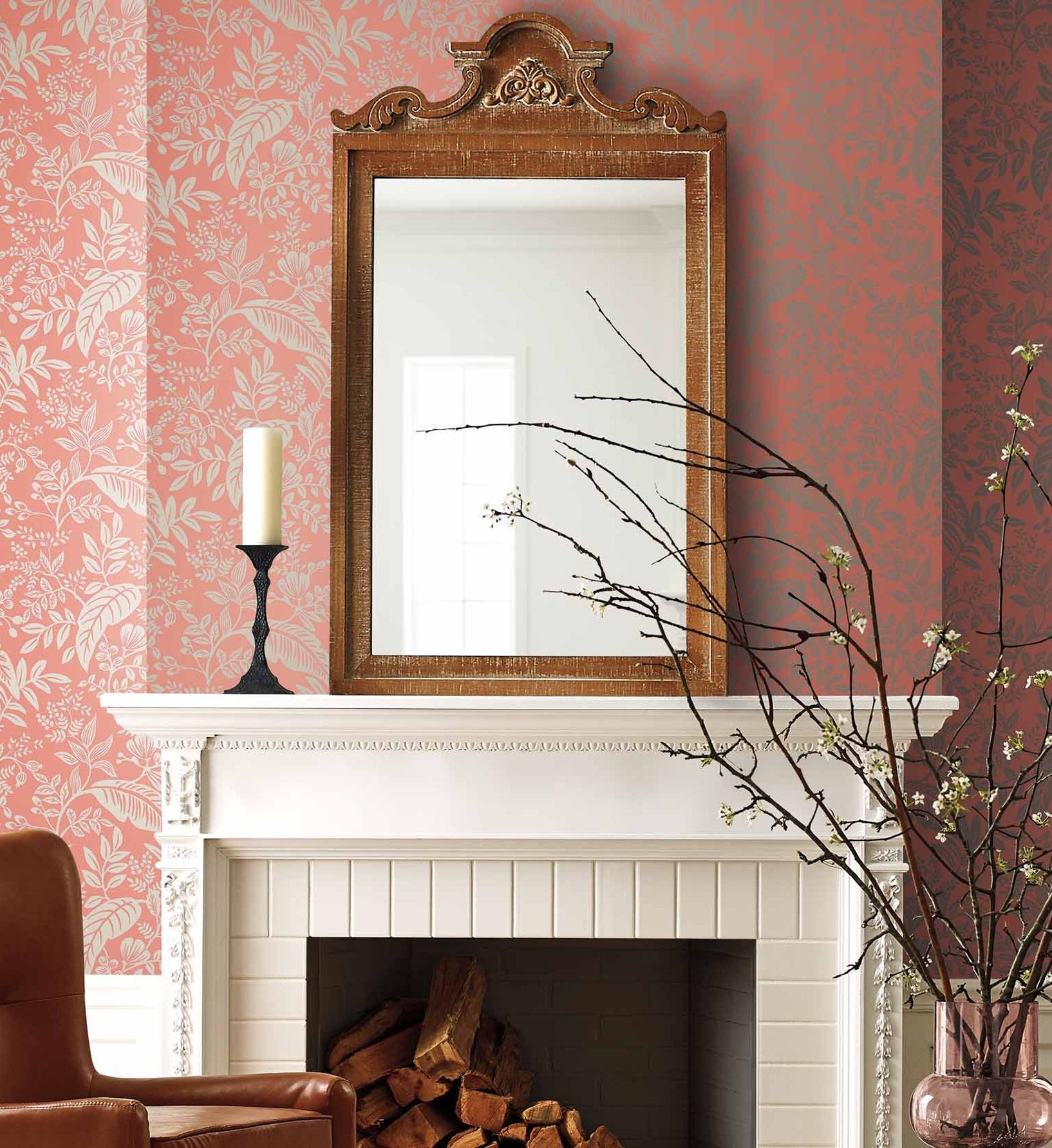 Canopy Wallpaper - Rose & Metallic Silver - Image 2