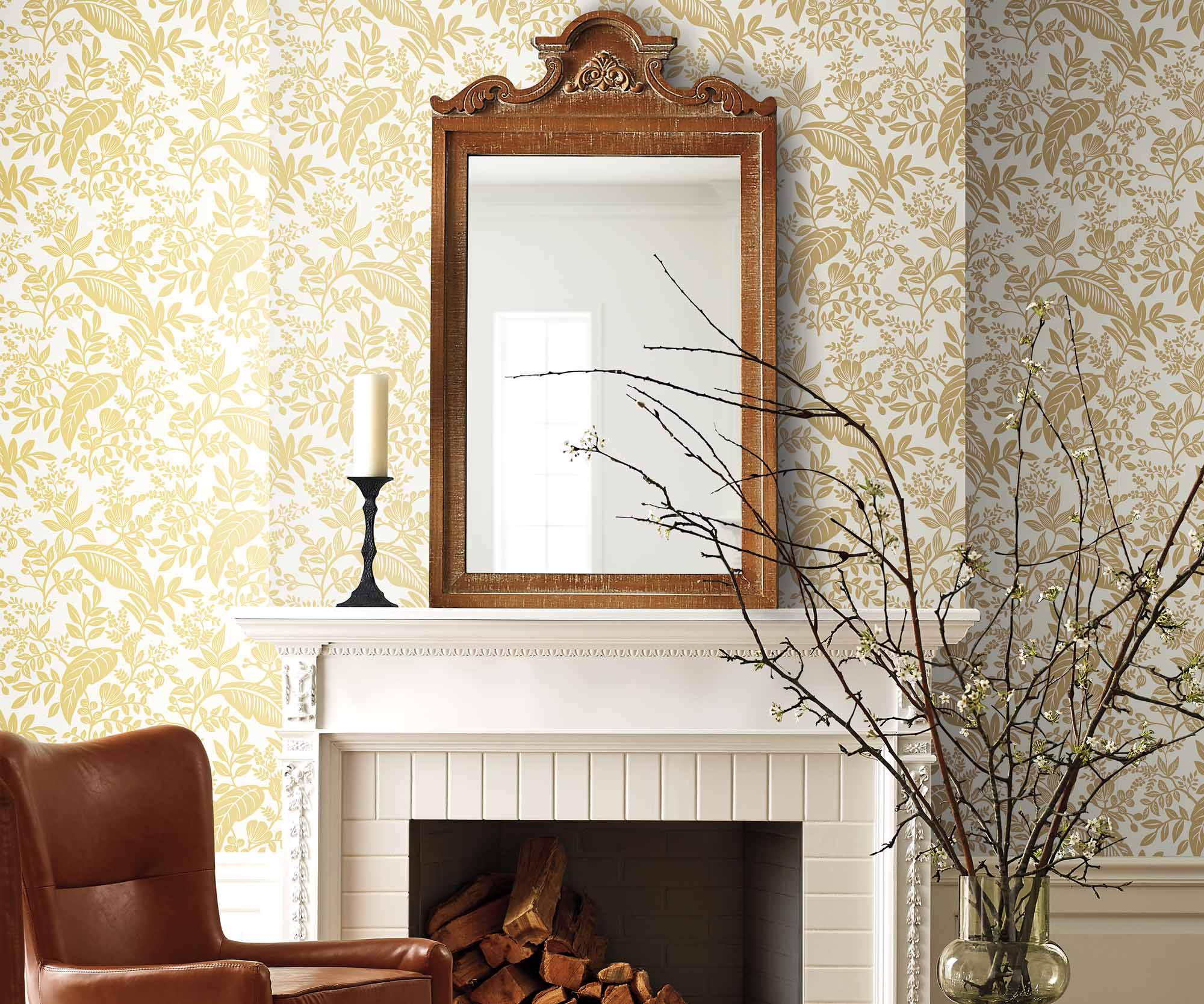 Canopy Wallpaper Sample - Metallic Gold & White - Image 3