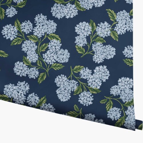 Hydrangea Wallpaper - Navy