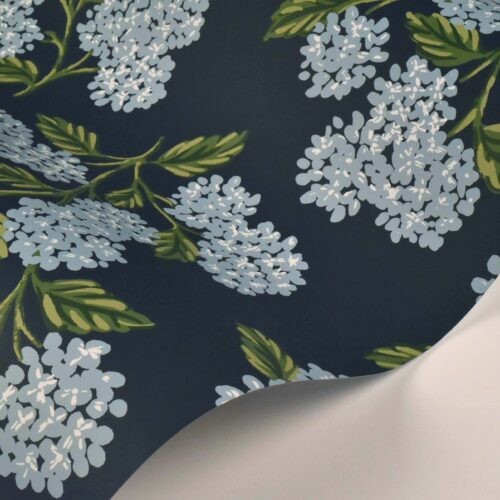 Alternative view of Hydrangea Wallpaper Sample - Navy