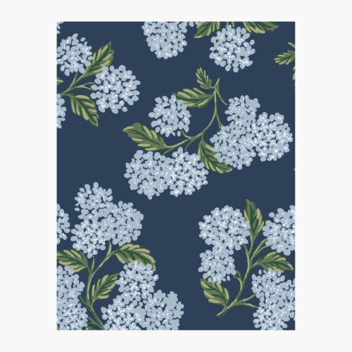 Hydrangea Wallpaper Sample - Navy