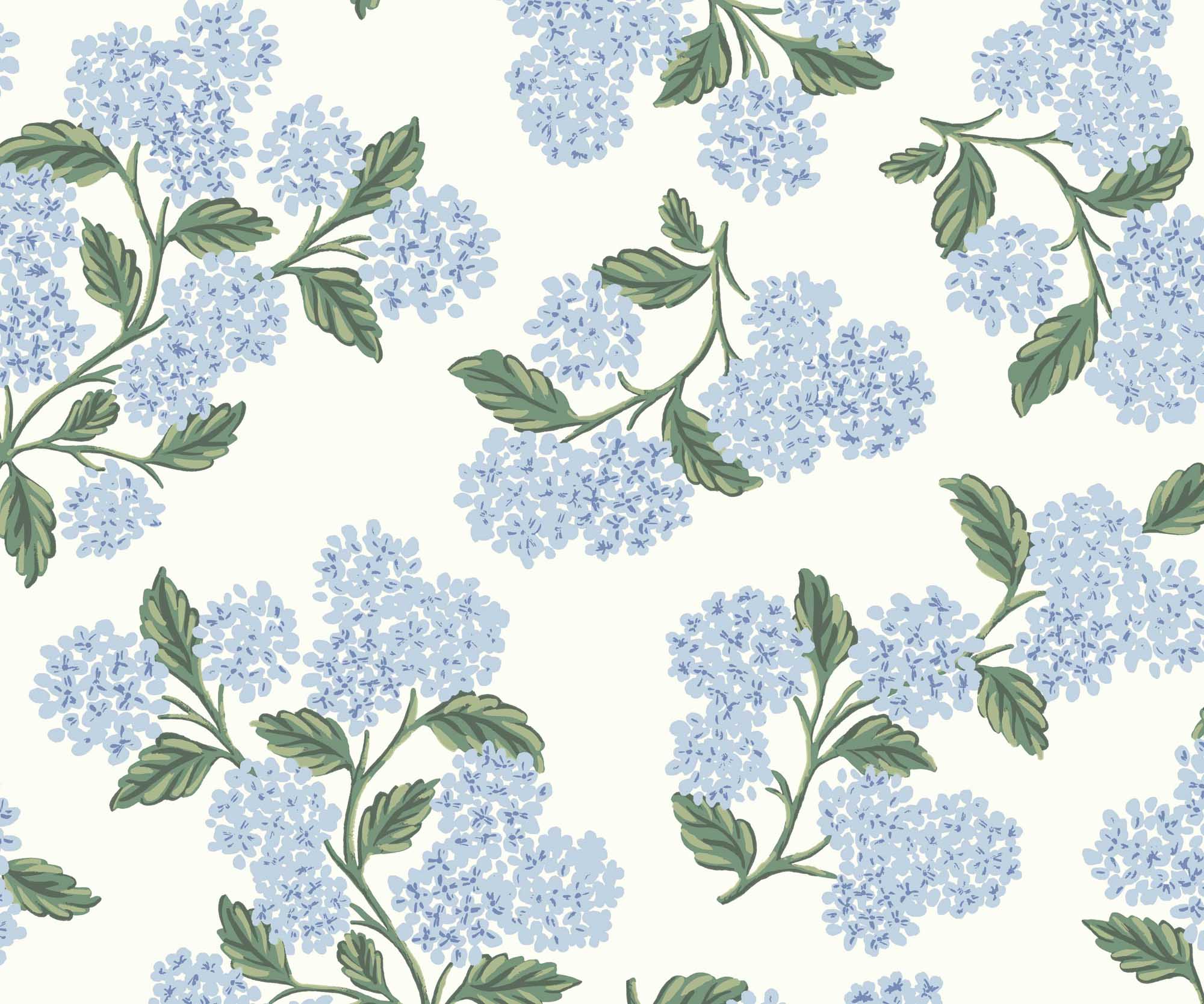Hydrangea Wallpaper - Blue & White - Image 3