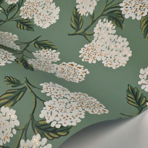 Alternative view of Hydrangea Wallpaper Sample - Jade