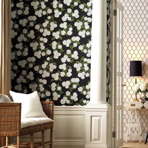 Alternative view of Hydrangea Wallpaper - Navy