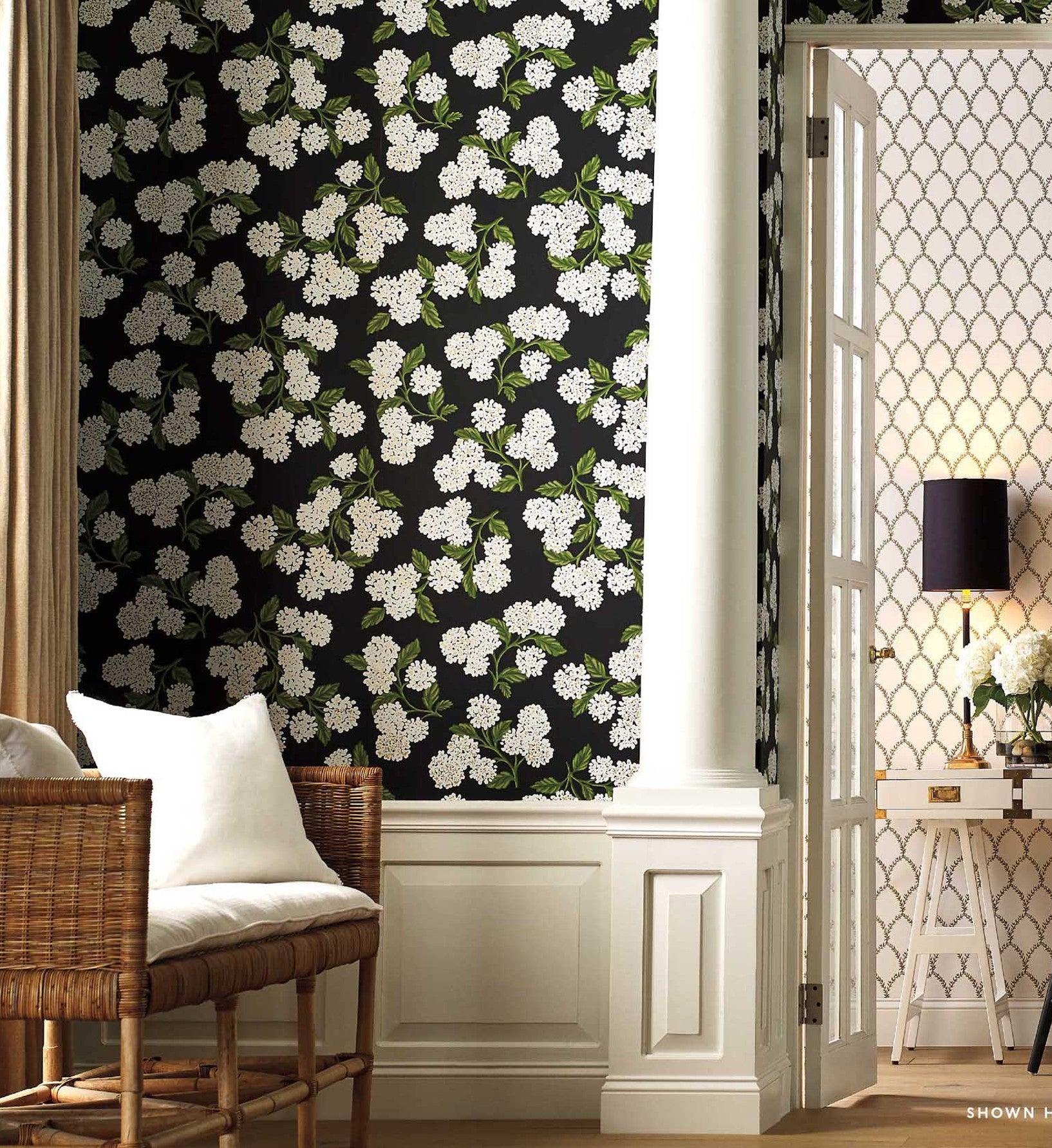 Hydrangea Wallpaper - Navy - Image 2