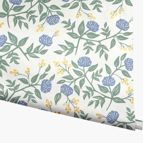 Peonies Wallpaper - Periwinkle & Sage