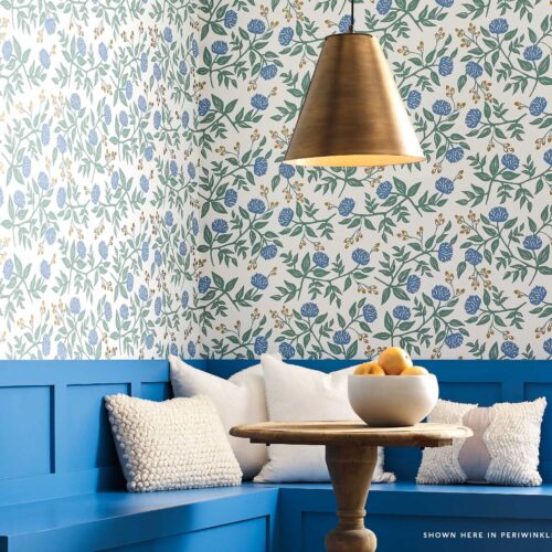 Alternative view of Peonies Wallpaper - Periwinkle & Sage
