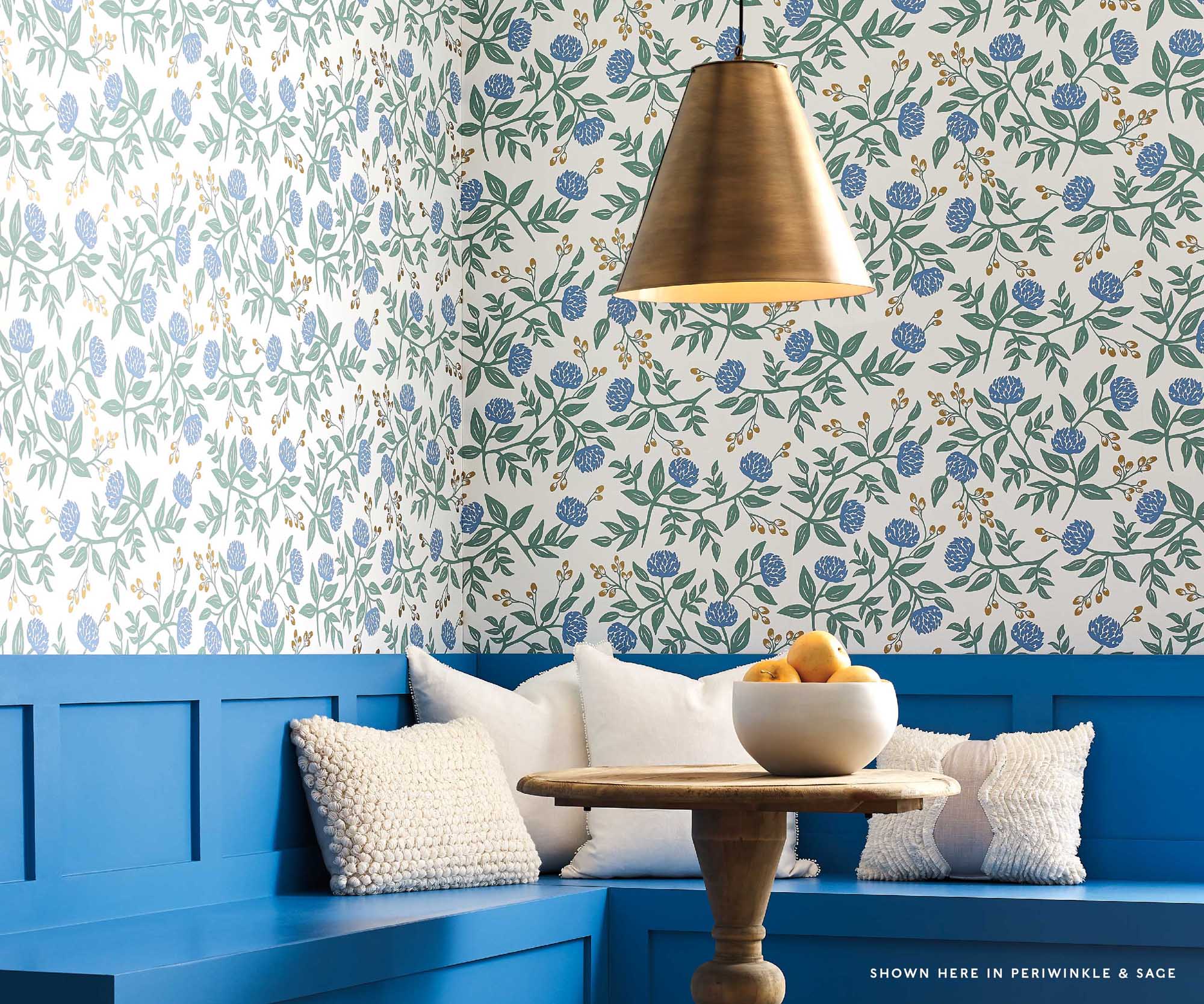 Peonies Wallpaper - Periwinkle & Sage - Image 2