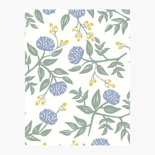 Peonies Wallpaper Sample - Periwinkle & Sage