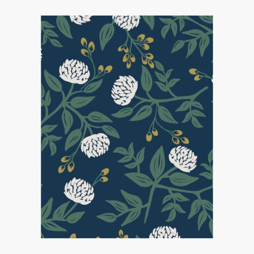 Peonies Wallpaper Sample - Navy