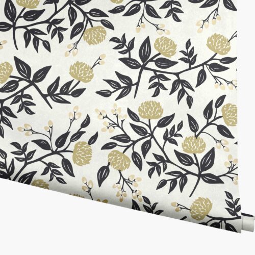 Peonies Wallpaper - White & Black
