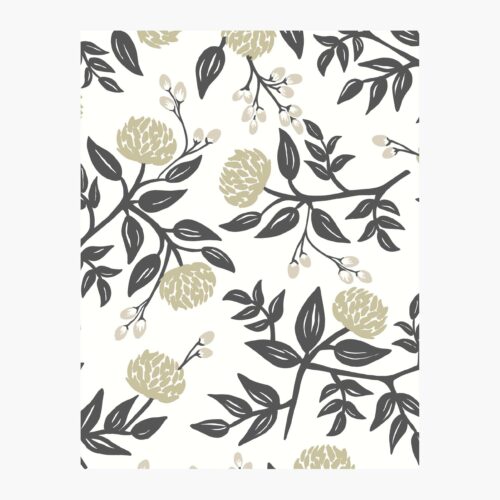Peonies Wallpaper Sample - White & Black