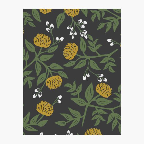 Peonies Wallpaper Sample - Black & Metallic Gold