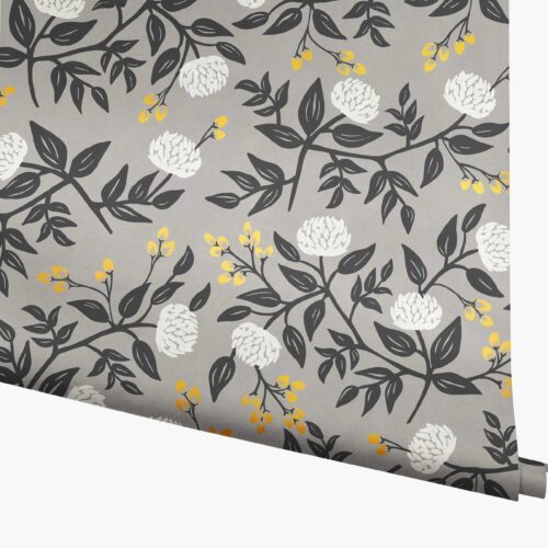 Peonies Wallpaper - Grey