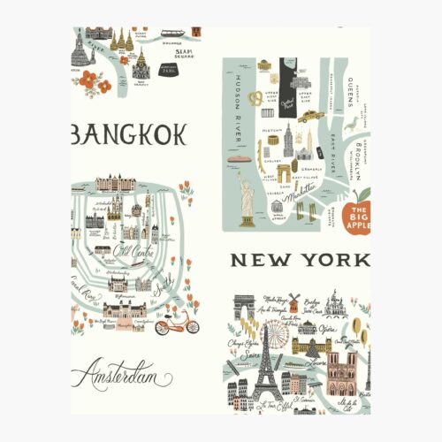 City Maps Wallpaper Sample - Mint