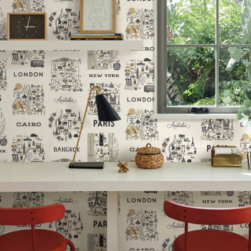 Alternative view of City Maps Wallpaper - Grey & Gold