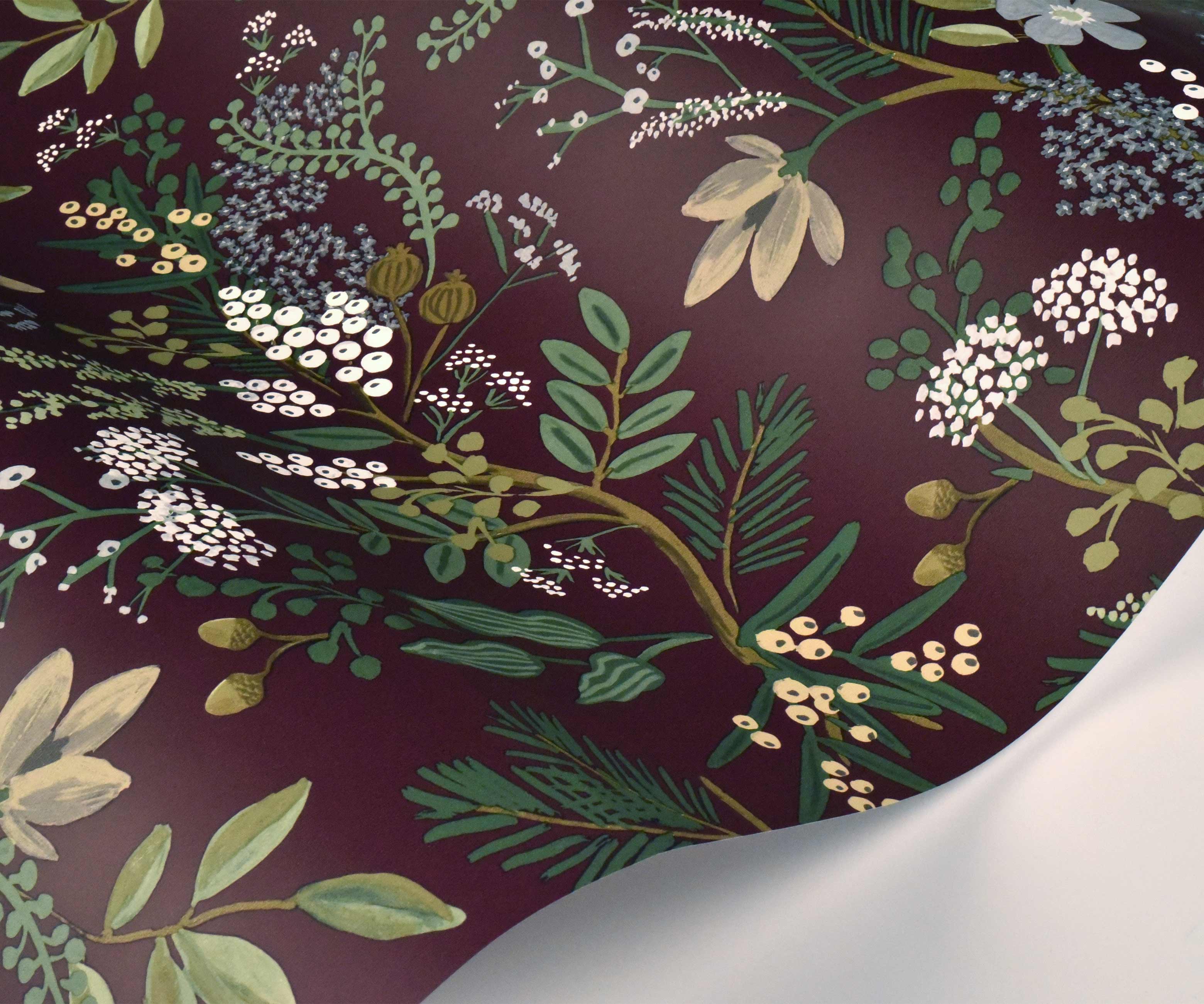 Juniper Forest Wallpaper Sample - Burgundy - Image 2