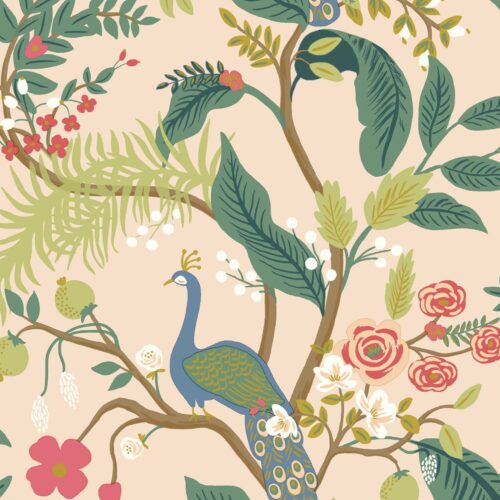 Alternative view of Peacock Wallpaper - Blush