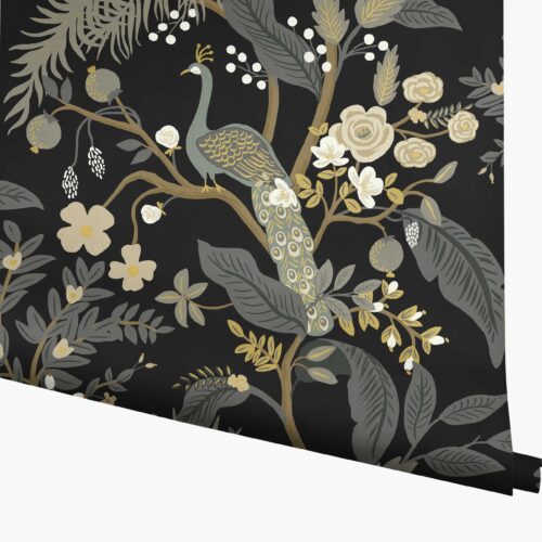 Peacock Wallpaper - Black