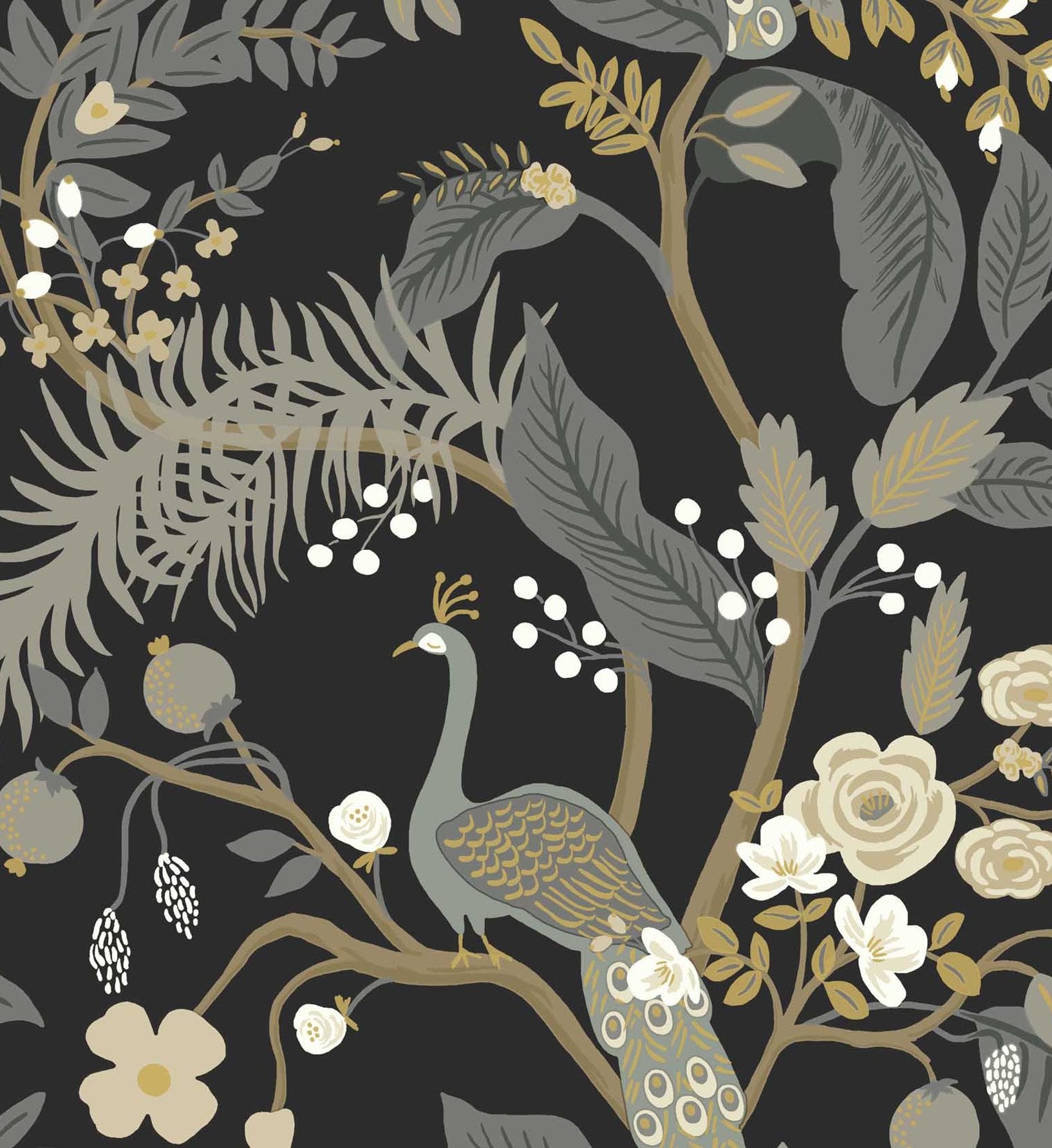 Peacock Wallpaper - Black - Image 3