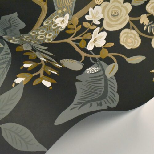 Alternative view of Peacock Wallpaper Sample - Black