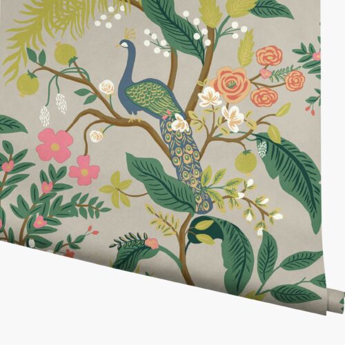Peacock Wallpaper - Linen
