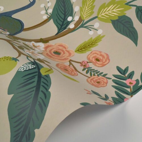 Alternative view of Peacock Wallpaper Sample - Linen