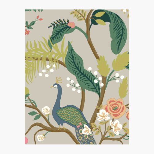 Peacock Wallpaper Sample - Linen
