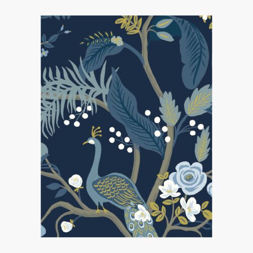 Peacock Wallpaper Sample - Navy