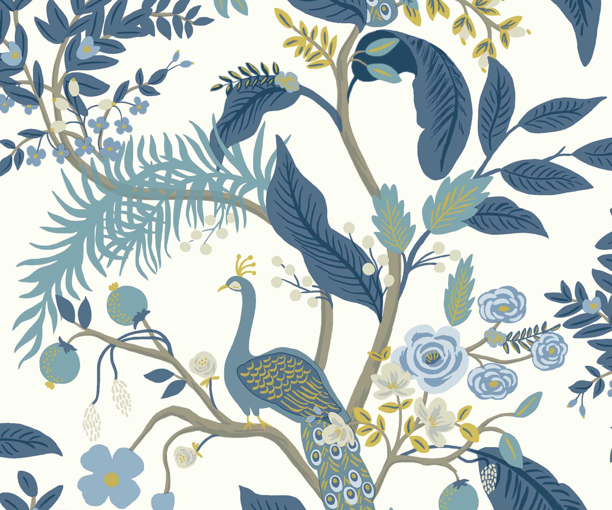 Peacock Wallpaper - Blue & White - Image 3