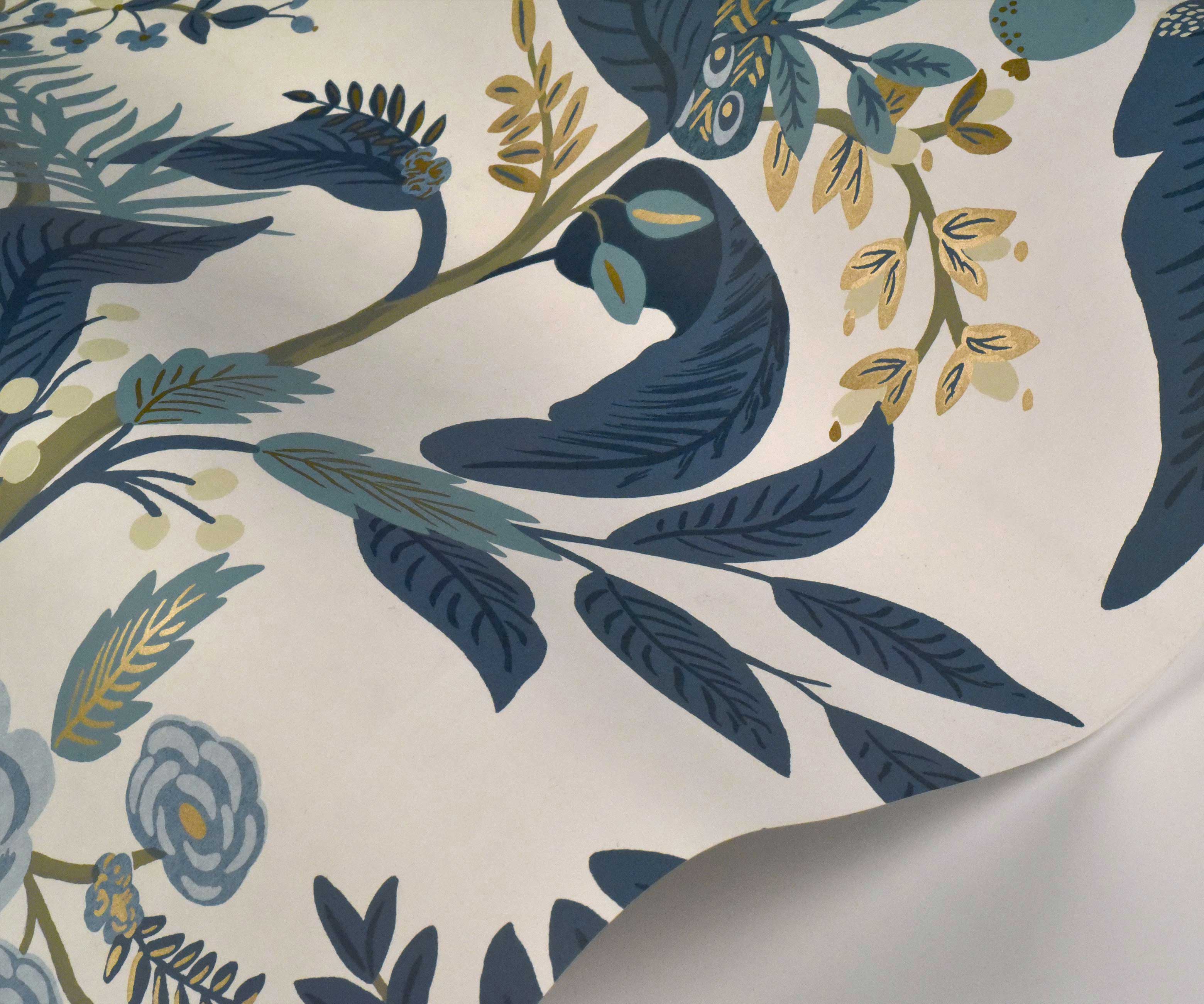 Peacock Wallpaper - Blue & White - Image 4