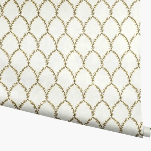 Laurel Wallpaper - Metallic Gold & White