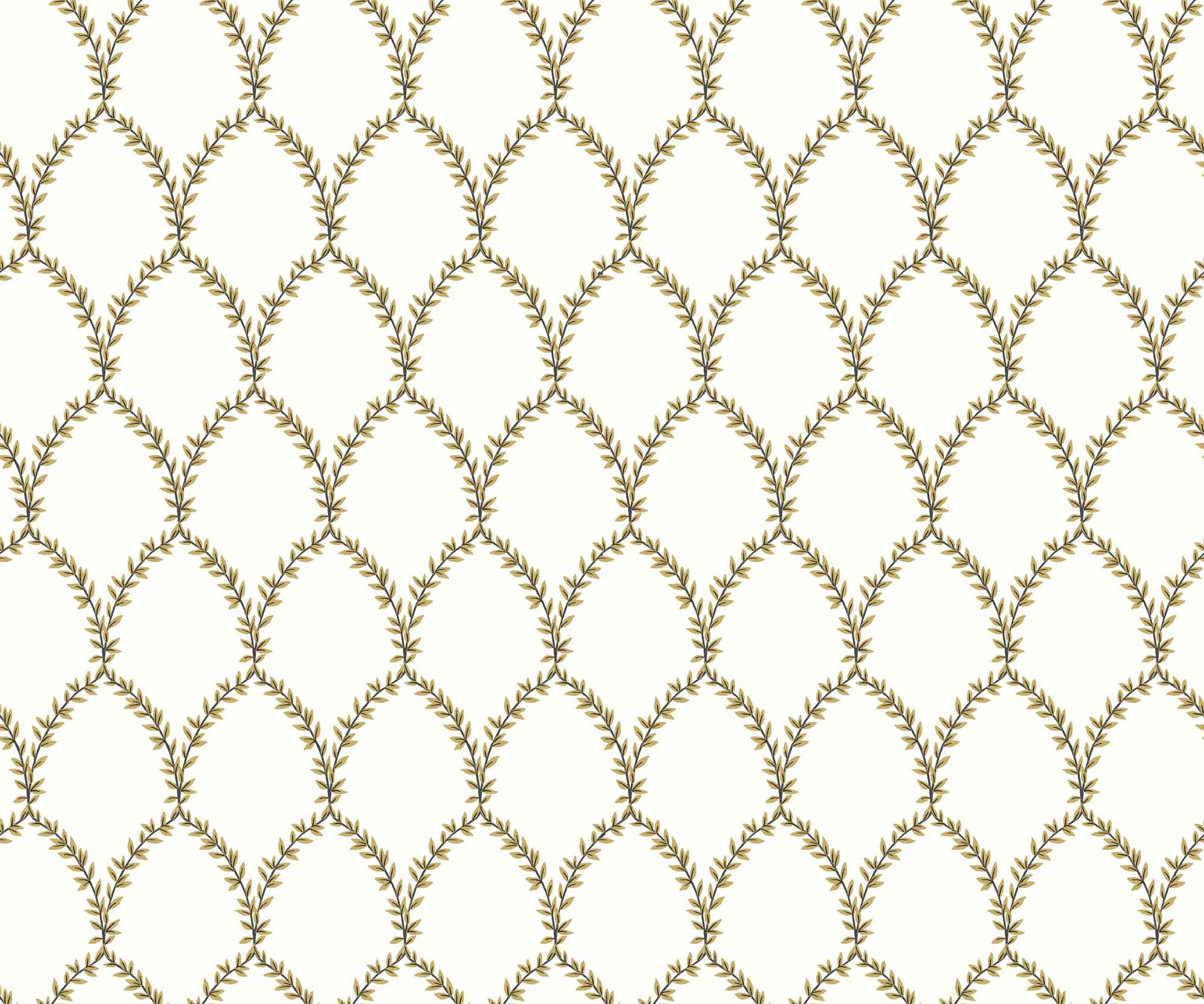 Laurel Wallpaper - Metallic Gold & White - Image 2