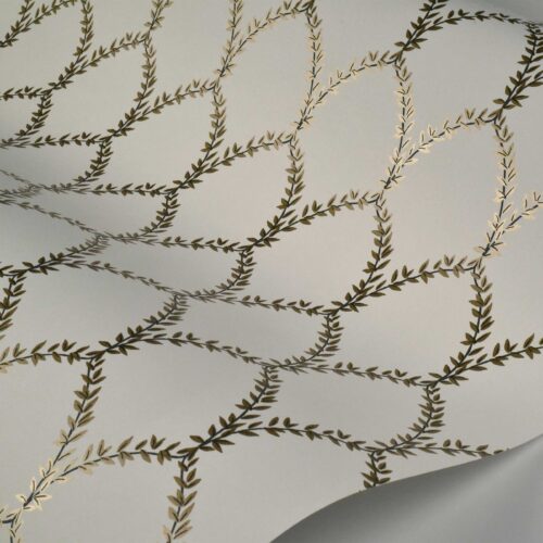 Alternative view of Laurel Wallpaper Sample - Metallic Gold & White