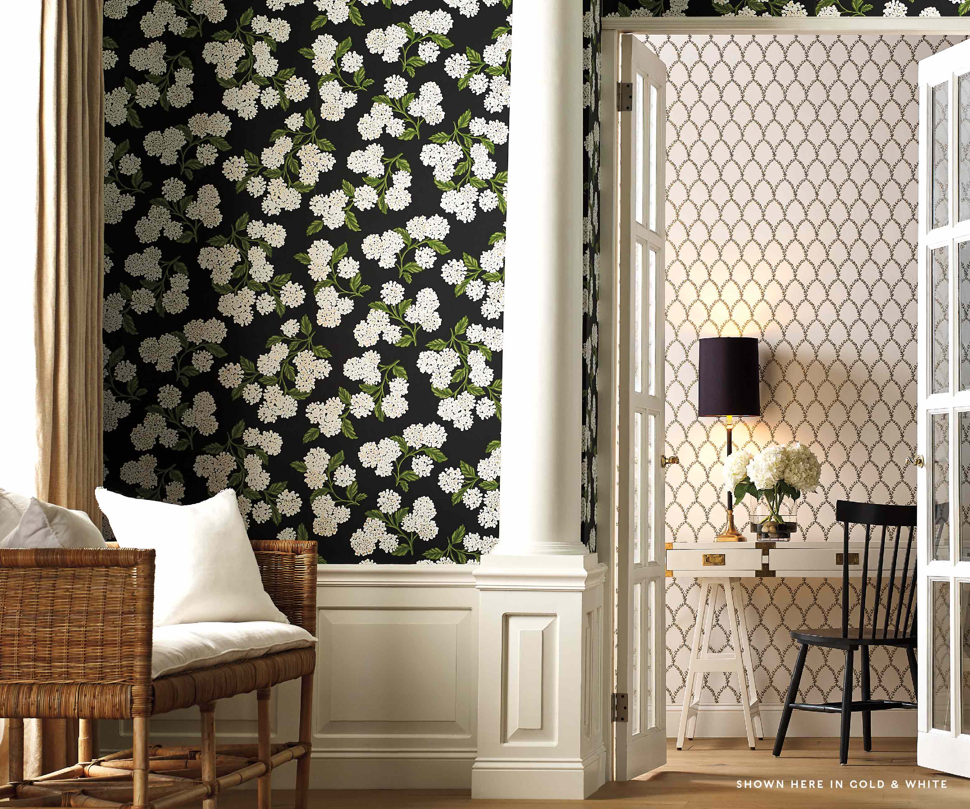 Laurel Wallpaper Sample - Green & White - Image 3